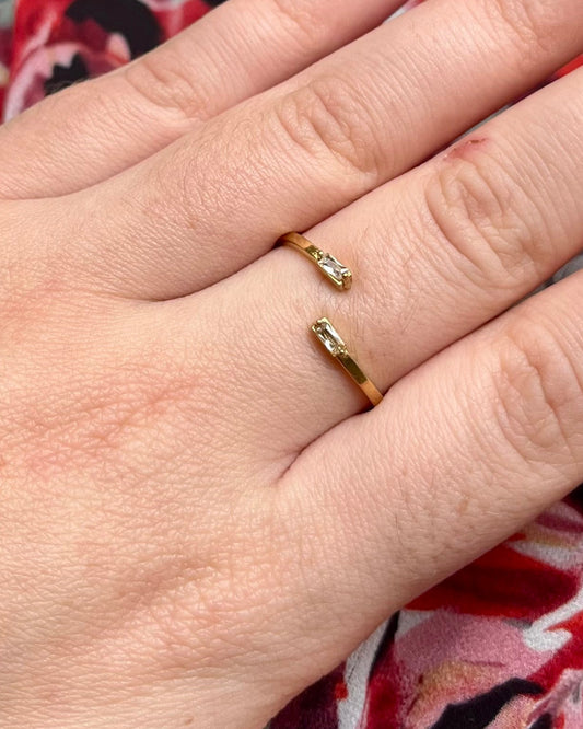 Bague ouverte double strass blancs Acier inoxydable MELANIA