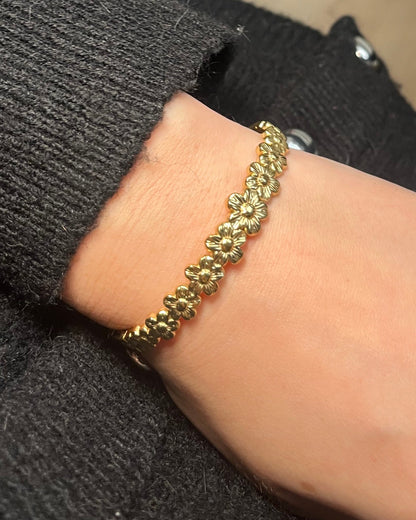 Jonc doré avec fleurs élégant Acier inoxydable BOUQUET