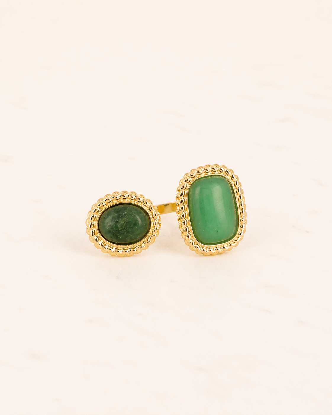 Bague ouverte double pierre naturelle NOELIA