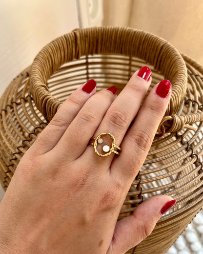 Bague double avec pierre naturelle ZELIE