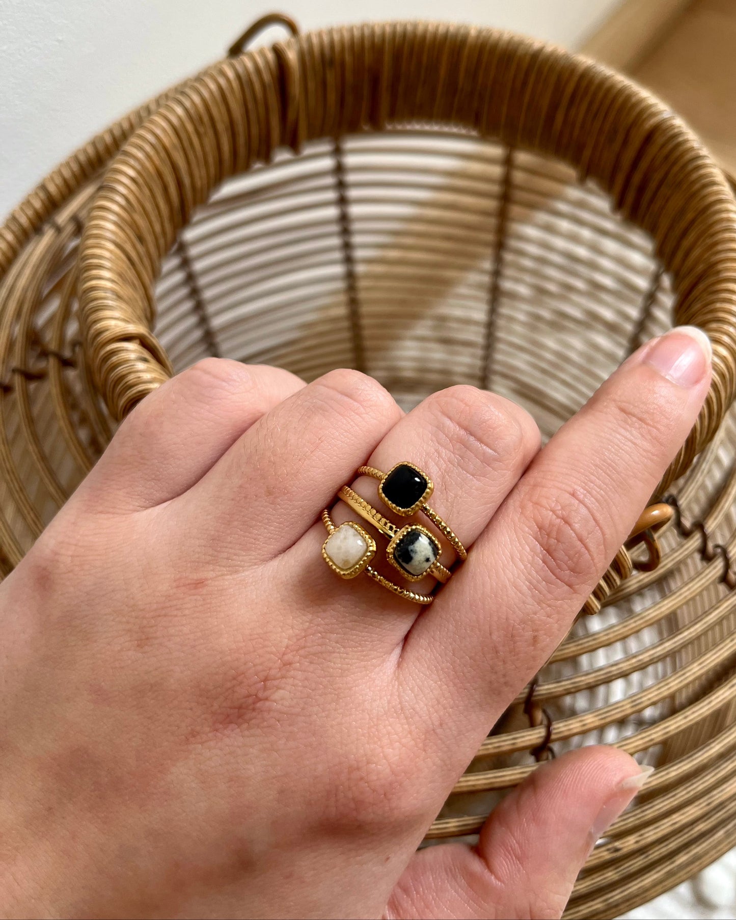 Bague trio pierres naturelles HALLY