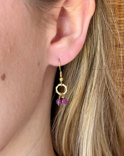 Boucles d'oreilles pierres naturelles CERISE