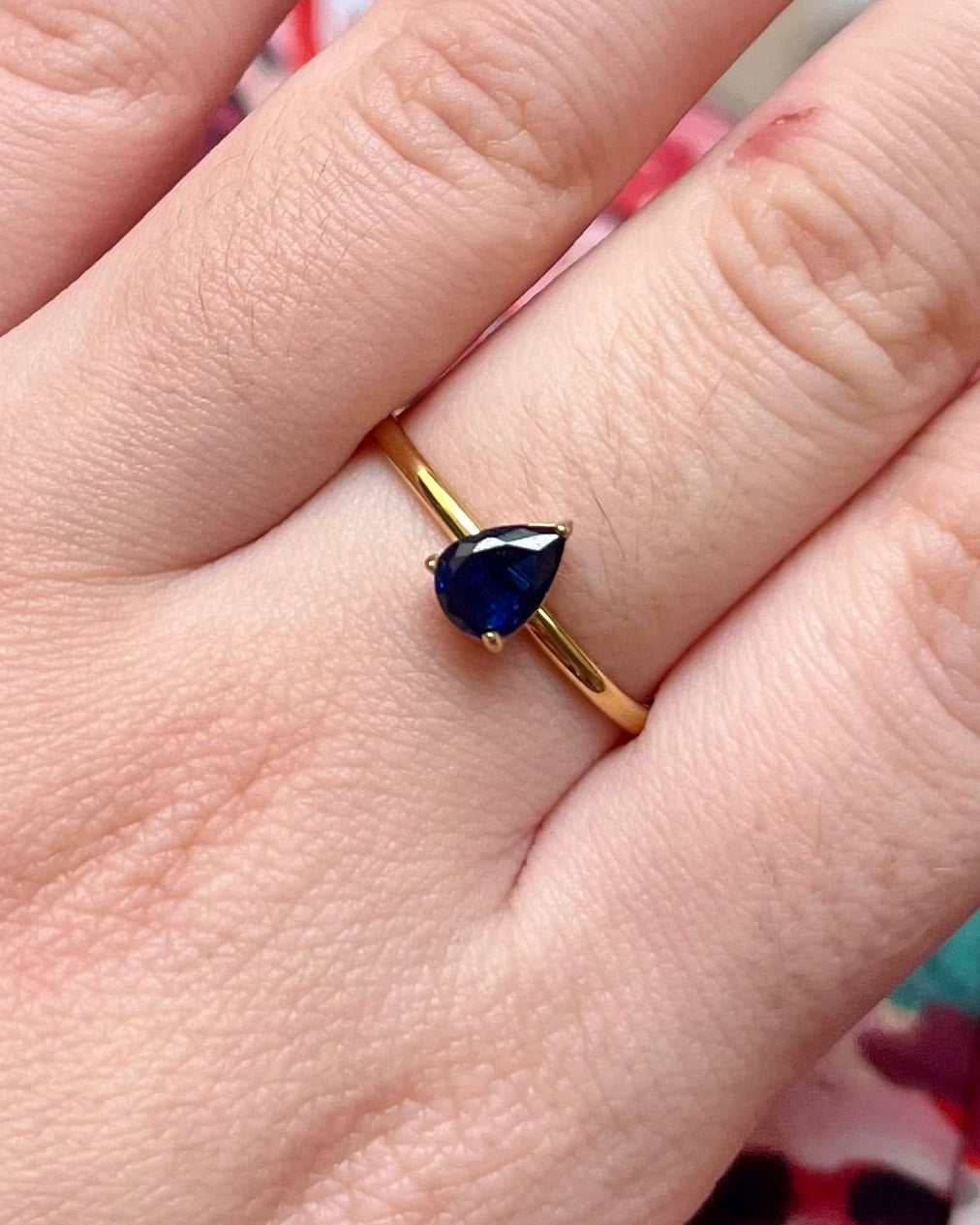 Bague strass goutte bleue Acier inoxydable KELLY