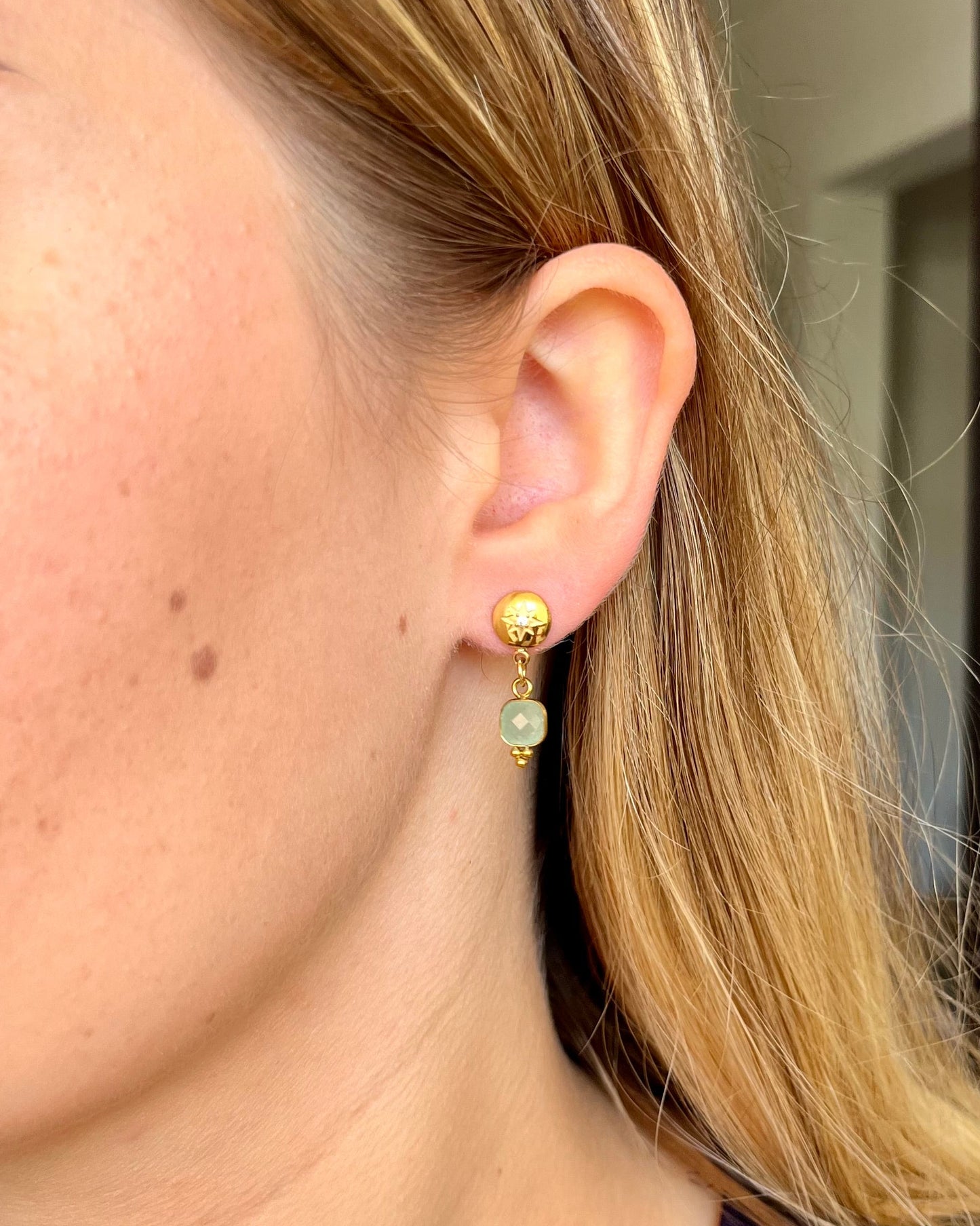 Boucles d'oreilles pierre naturelle et rond LOLITA