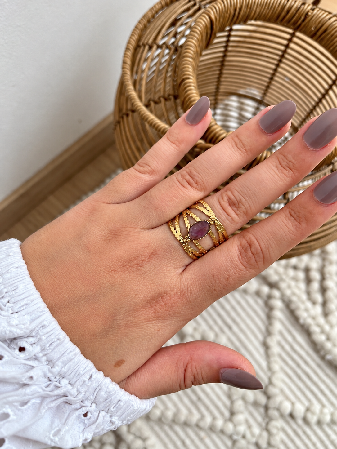 Bague bohème avec pierre naturelle BILLY