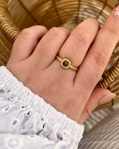 Bague avec strass carré marron élégante PENELOPPE