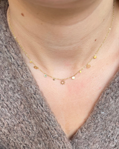Collier breloque soleils et ronds doré Acier inoxydable SOLENA