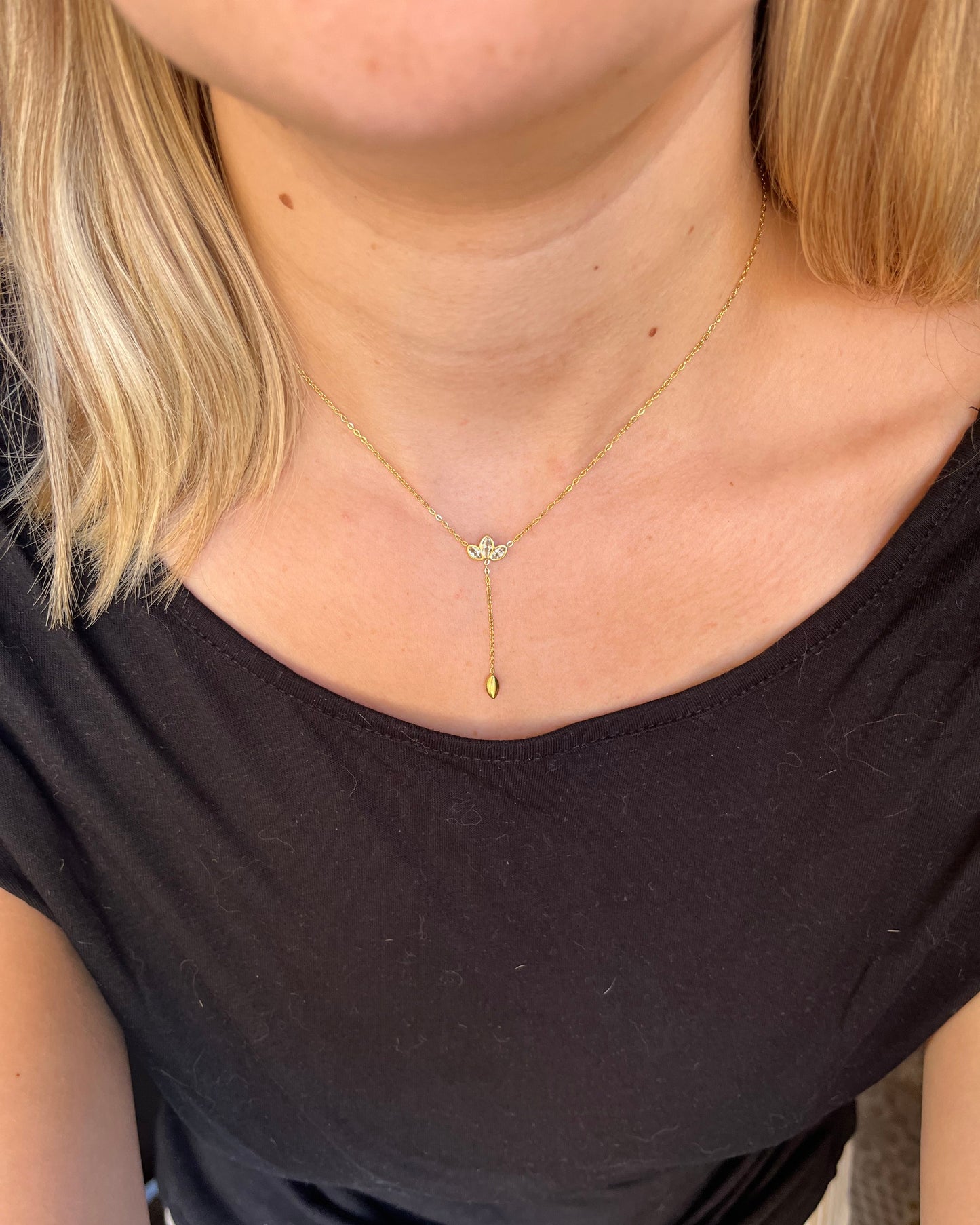 Collier en Y avec strass élégant PAMPA