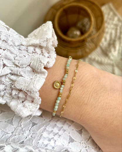 Bracelet double rangs fleur OLI