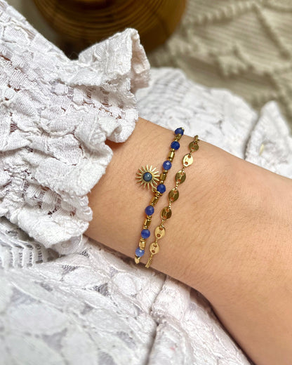 Bracelet double pierres naturelles soleil PERNILLE