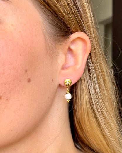 Boucles d'oreilles pierre naturelle et rond LOLITA