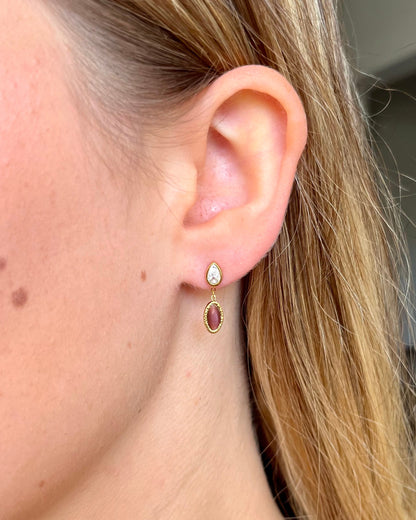 Boucles d'oreilles goutte cristal et pierre  SOHO