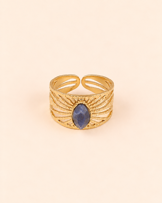 Bague anneau rayonnant pierre naturelle LISERON