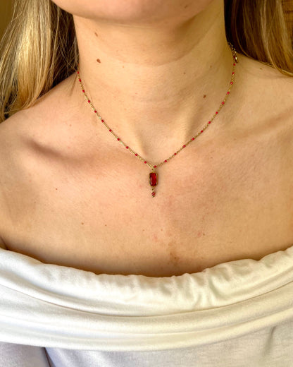 Collier cristal et pierre CLAIRE