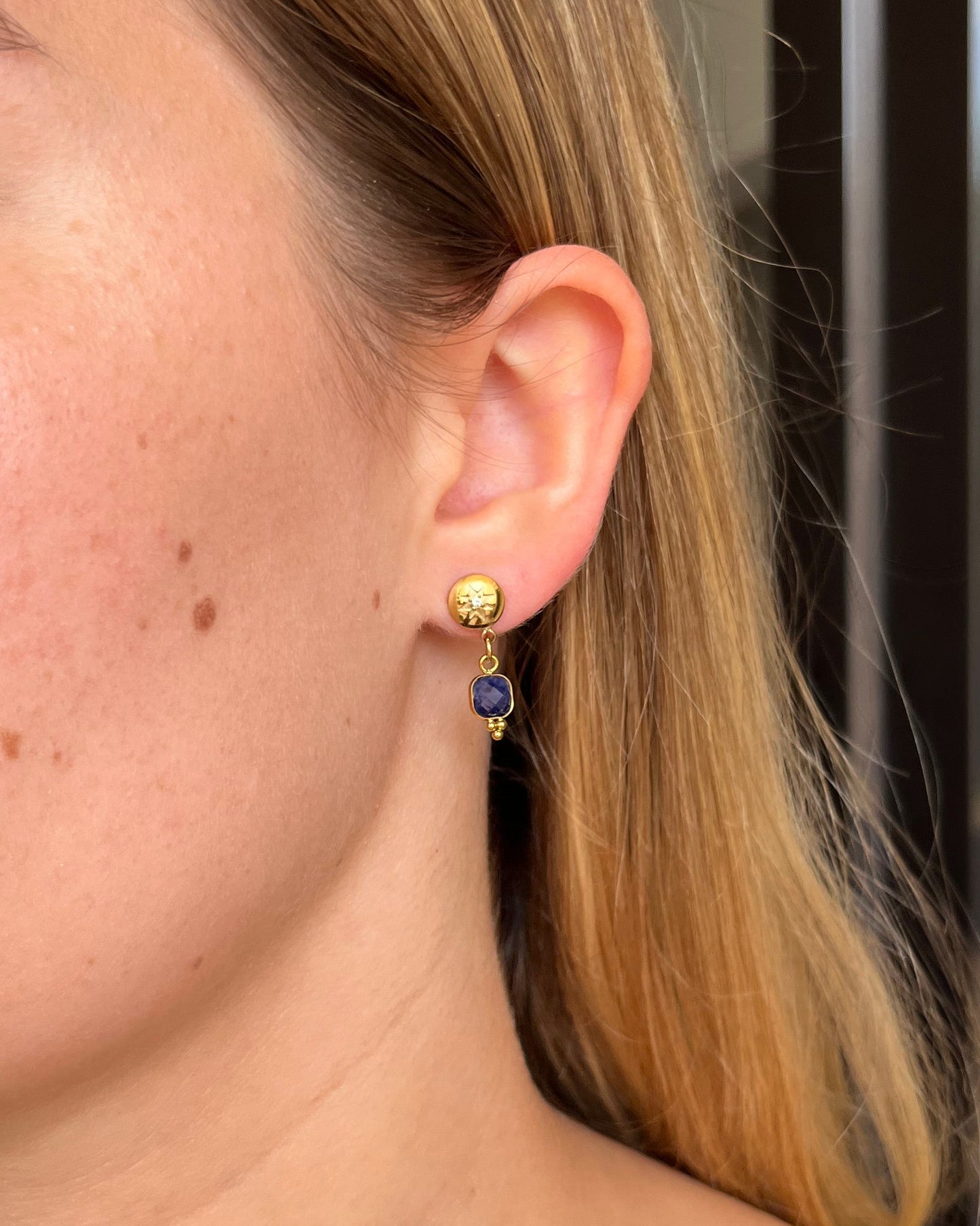 Boucles d'oreilles pierre naturelle et rond LOLITA