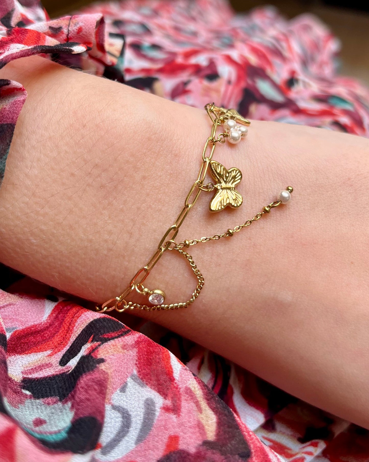 Bracelet breloques élégant en acier inoxydable ALICIA