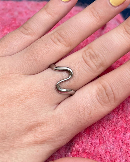 Bague vague argenté Acier Inoxydable VAGUE