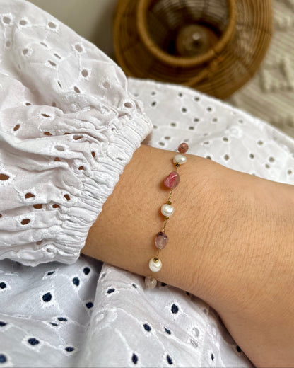 Bracelet perles d'eau douce et pierres naturelles ARIEL