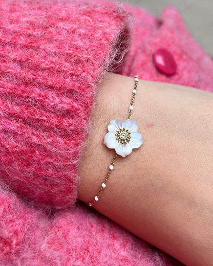 Bracelet fleur blanche en nacre féminin ALICE
