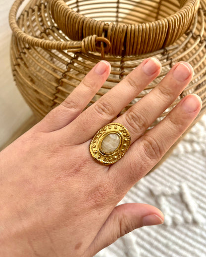 Bague large avec pierre naturelle ESMERALDA