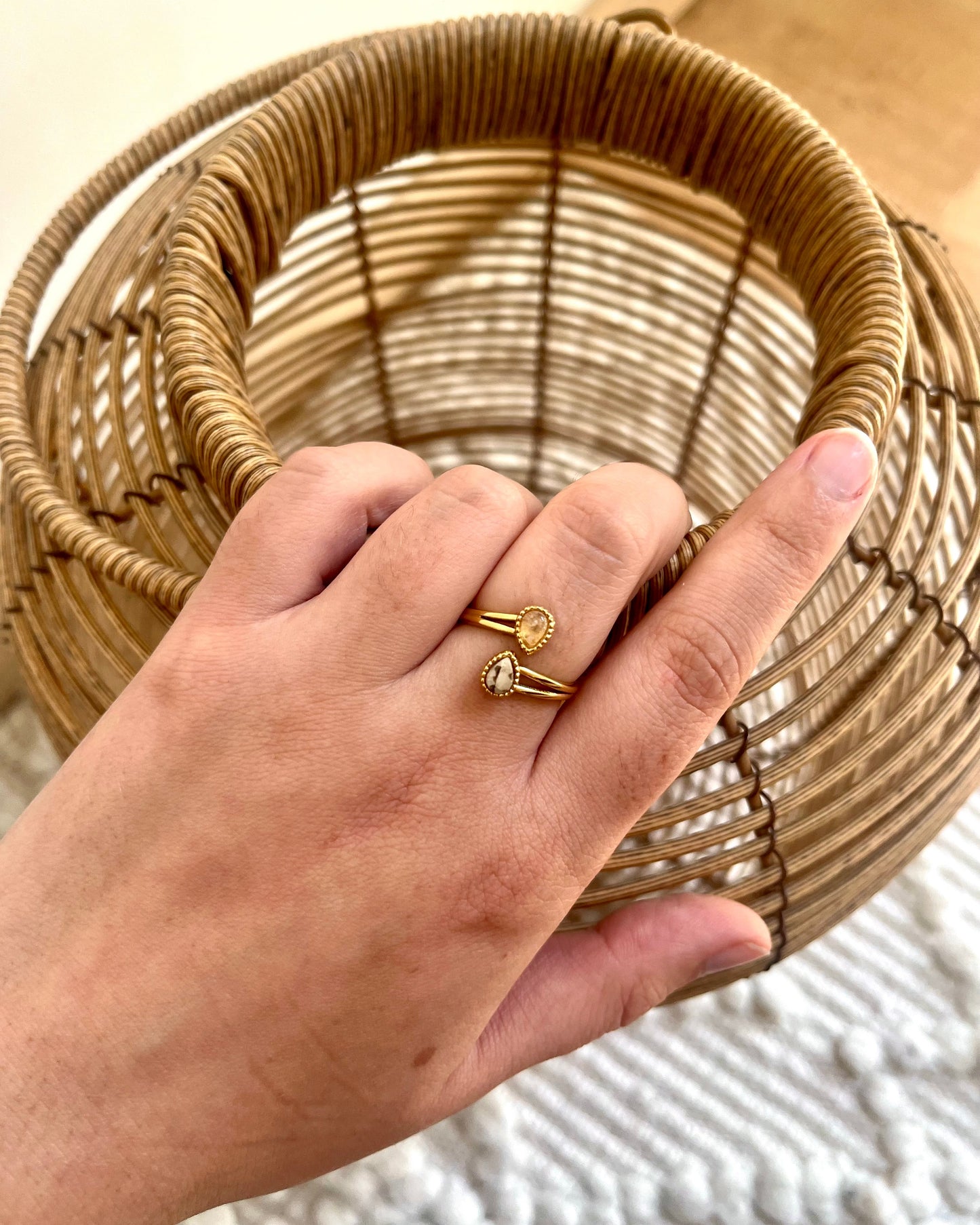 Bague duo pierres naturelles TANDEM