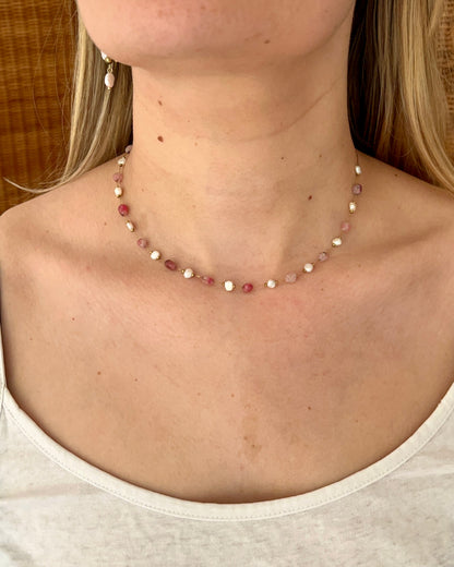 Collier perles d'eau douce et pierres naturelles ARIEL