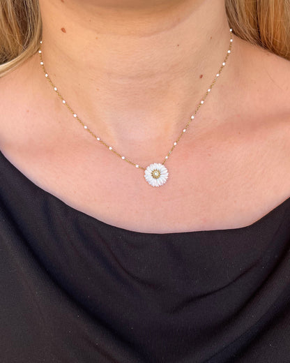 Collier marguerite en nacre blanche MARGUERITE