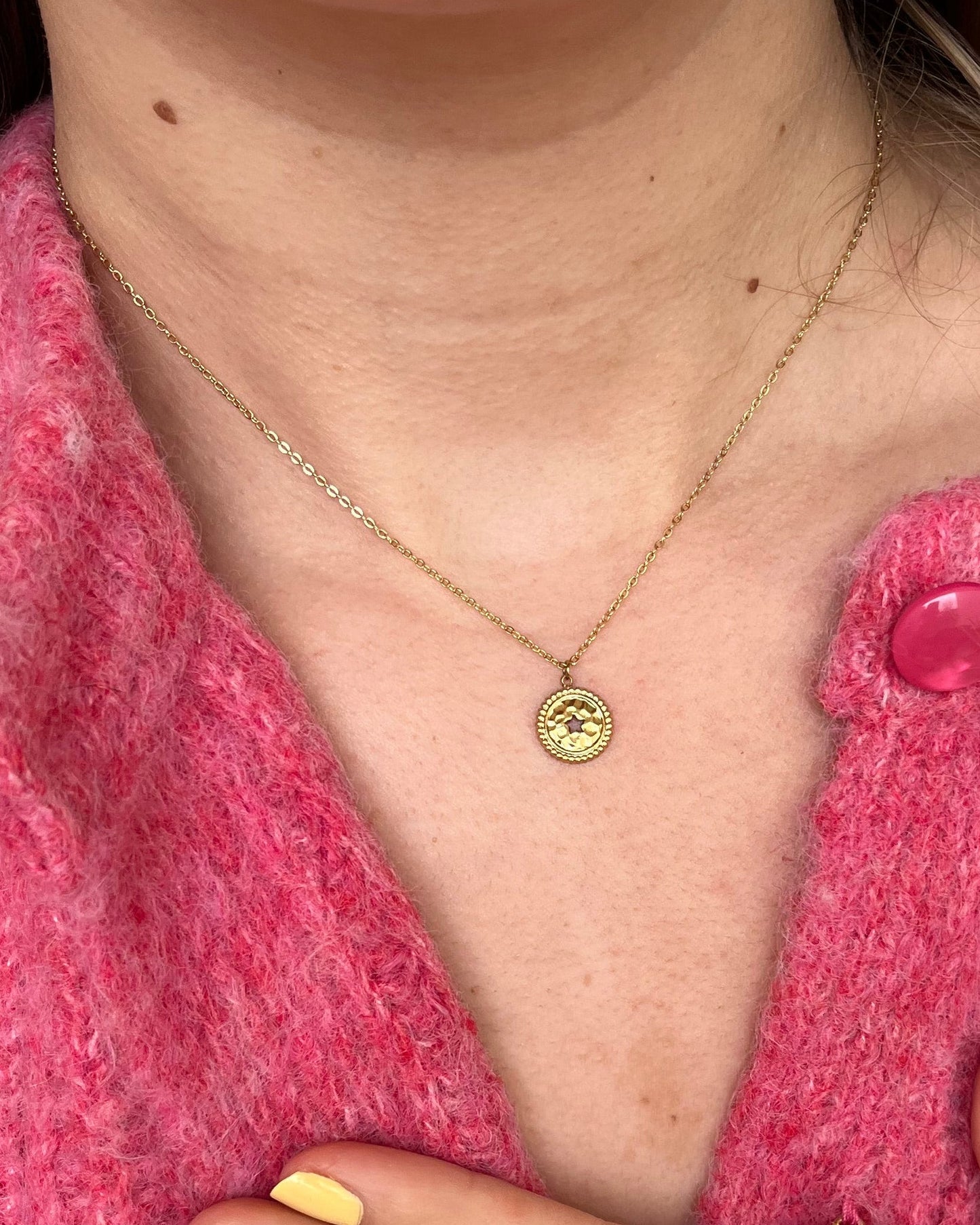 Collier doré avec médaillon Acier inoxydable ESMEE