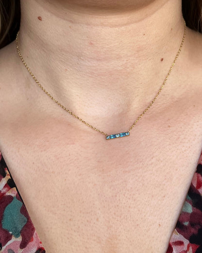 Collier strass bleu rectangulaire féminin HONORE