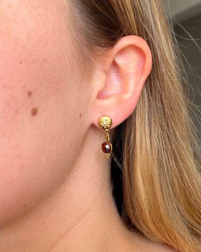 Boucles d'oreilles pierre naturelle et rond LOLITA