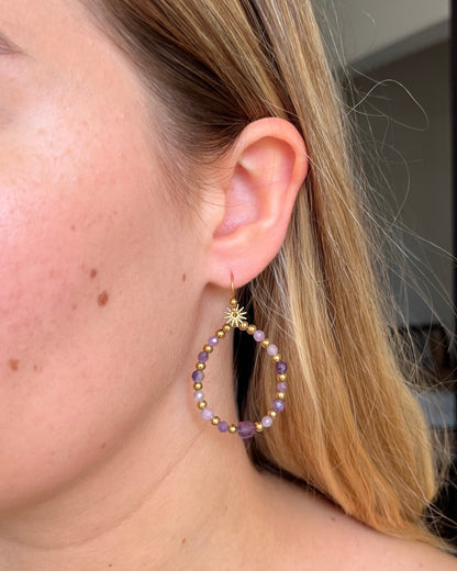 Boucles d'oreilles pierres naturelles soleil Ulysse