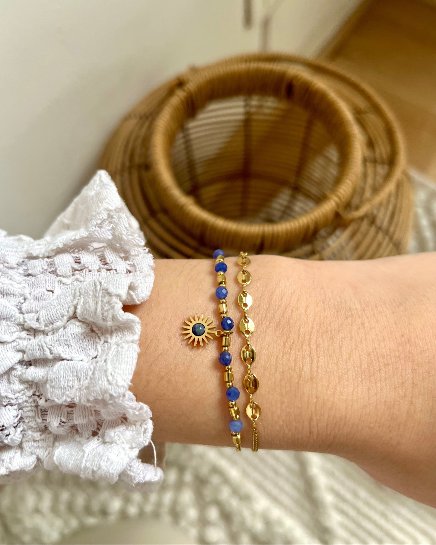 Bracelet double pierres naturelles soleil PERNILLE