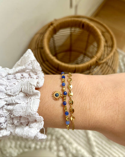 Bracelet double pierres naturelles soleil PERNILLE