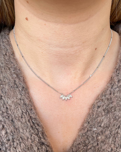 Collier fleur en strass argenté Acier inoxydable LIVIA