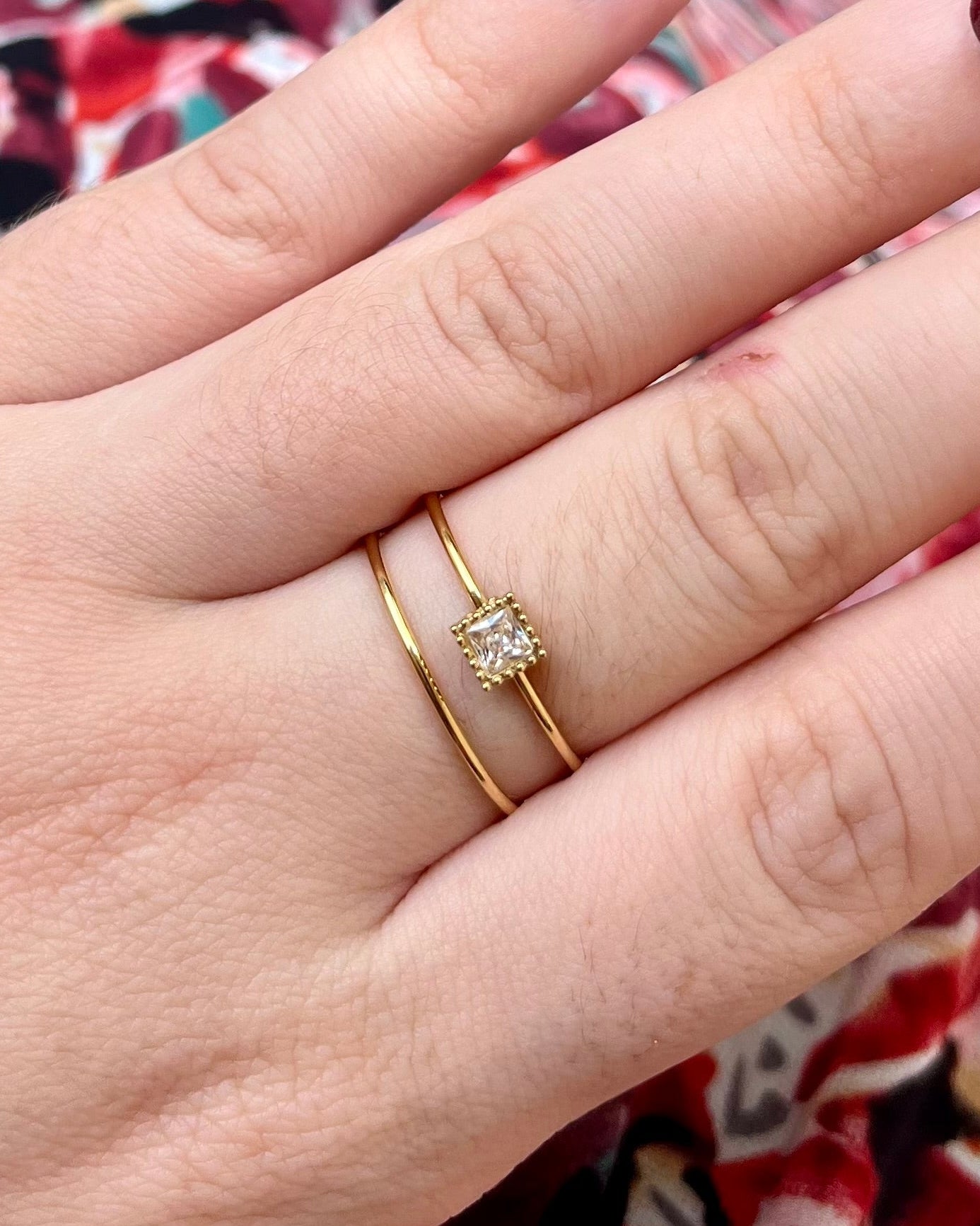 Bague double rang strass blanc Acier inoxydable MARTY