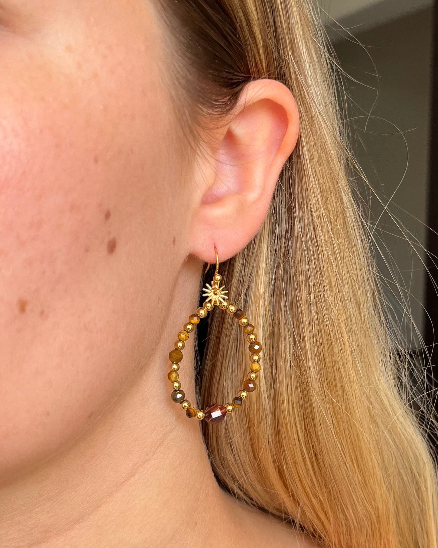 Boucles d'oreilles pierres naturelles soleil Ulysse