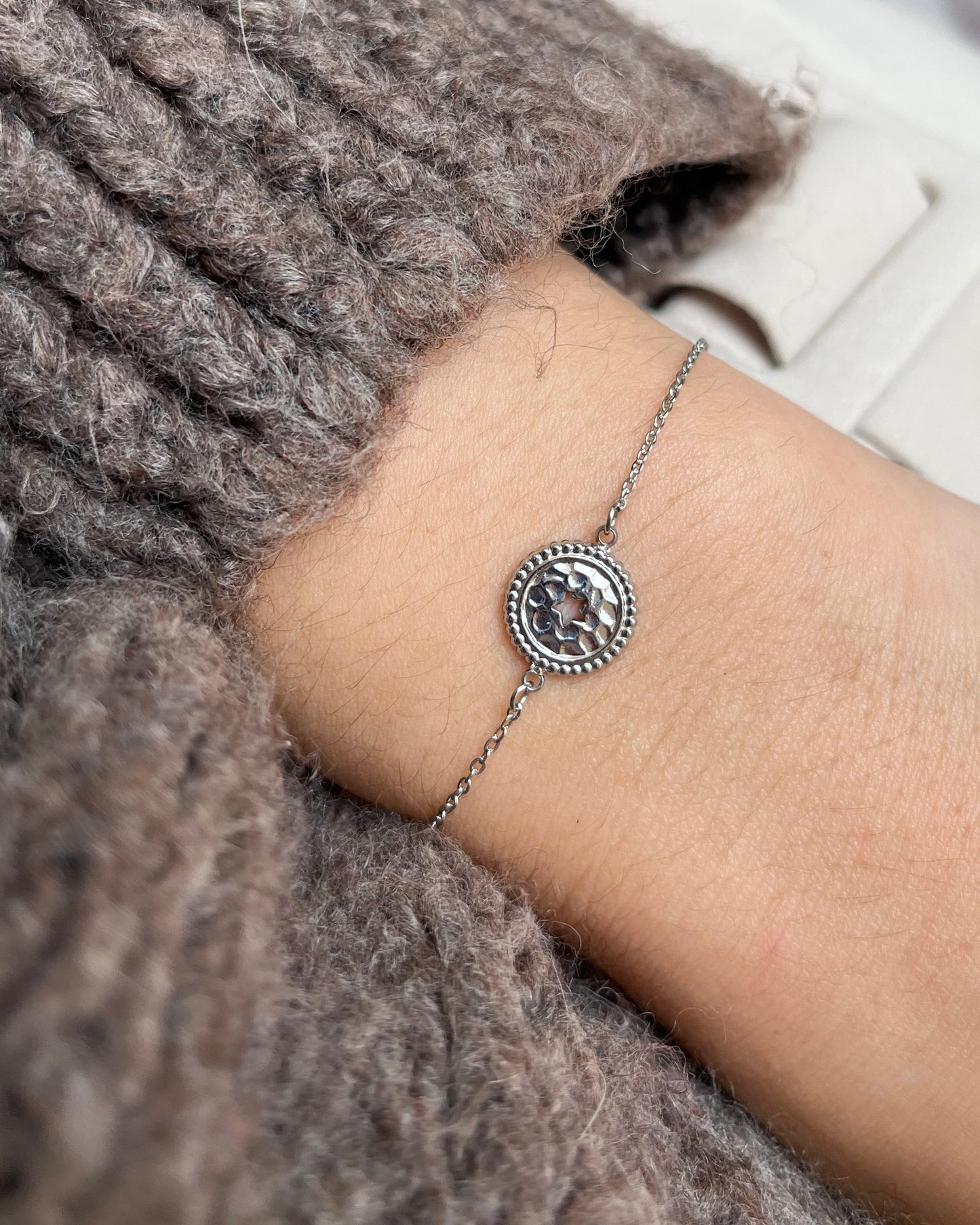 Bracelet médaillon étoile argenté Acier inoxydable ESMEE