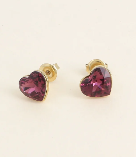 Précommande Puces coeur avec cristal de Swarovski COCO
