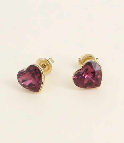Précommande Puces coeur avec cristal de Swarovski COCO