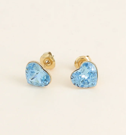 Précommande Puces coeur avec cristal de Swarovski COCO