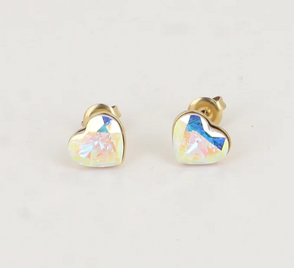 Précommande Puces coeur avec cristal de Swarovski COCO