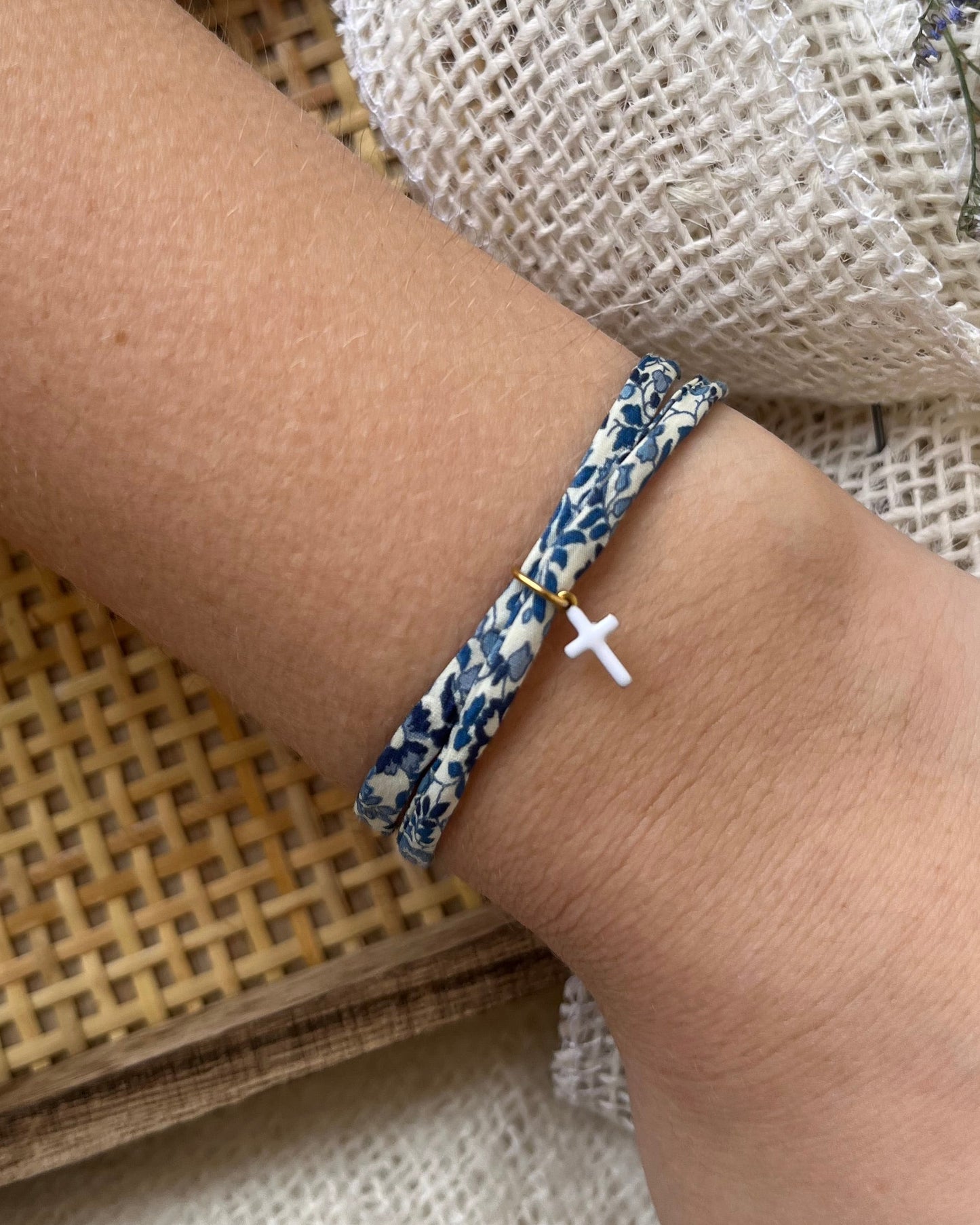 Bracelet liberty personnalisé tissu avec breloque