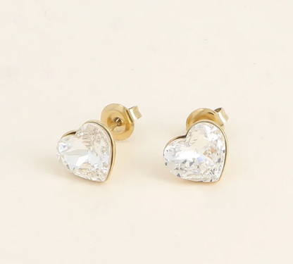 Précommande Puces coeur avec cristal de Swarovski COCO
