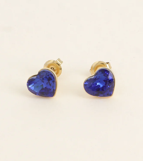 Précommande Puces coeur avec cristal de Swarovski COCO
