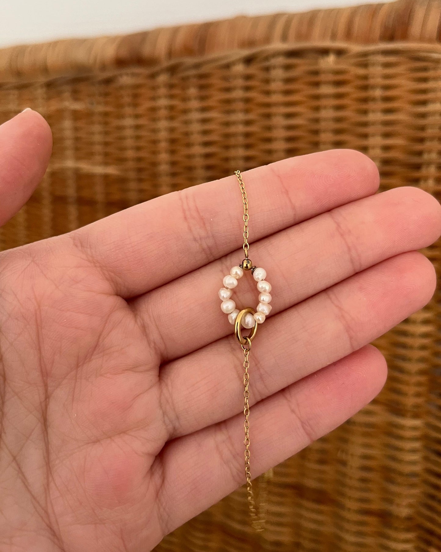 Bracelet double anneaux perles d'eau douce CAPRI