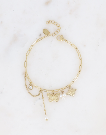 Bracelet breloques élégant en acier inoxydable ALICIA