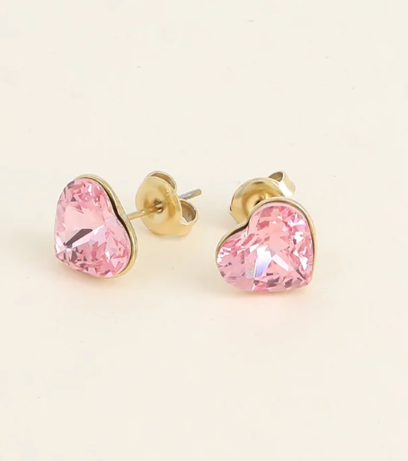 Précommande Puces coeur avec cristal de Swarovski COCO