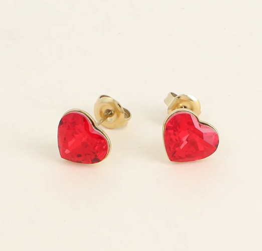 Précommande Puces coeur avec cristal de Swarovski COCO