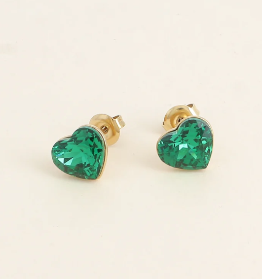 Précommande Puces coeur avec cristal de Swarovski COCO