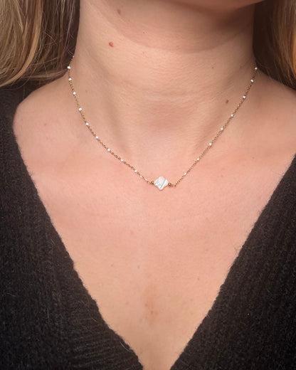 Collier trèfle blanc en nacre Acier inoxydable TREFLE